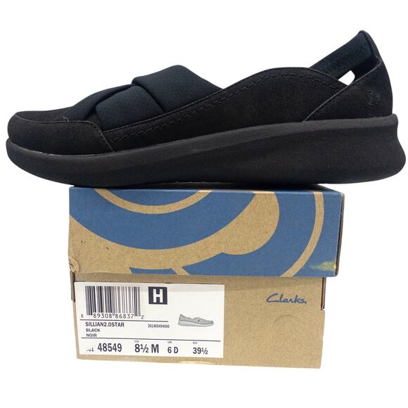 Clarks Women's Sillian 2.0 Star Slip-On Women's Loafers Black 8.5 - Picture 2 of 6